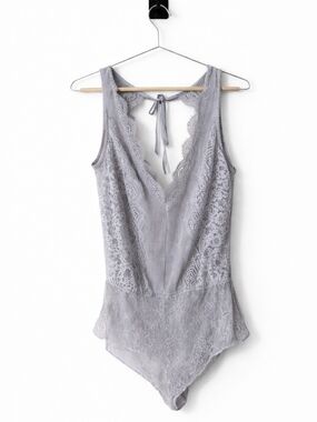 Victoria's Secret Lace Bodysuit in Light Gray
